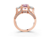 Rose gold Three-Stone Fancy Pink Radiant  Cut Diamond Ring with Channel-Set Band and Four-Prong Setting_52