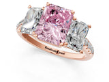 Rose gold Three-Stone Fancy Pink Radiant Cut Diamond Ring with Pavé Band and Prong Setting_63
