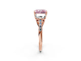 Rose gold Three-Stone Fancy Pink Radiant Cut Diamond Ring with Pavé Band and Prong Setting_64
