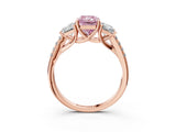Rose gold Three-Stone Fancy Pink Radiant Cut Diamond Ring with Pavé Band and Prong Setting_65
