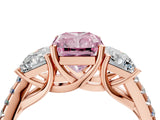 Rose gold Three-Stone Fancy Pink Radiant Cut Diamond Ring with Pavé Band and Prong Setting_66