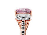 Rose gold Three-Stone Fancy Pink Radiant Cut Diamond Ring with Pavé Band and Prong Setting_67