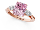 Rose gold Three-Stone Fancy Pink Radiant  Cut Diamond Ring with Pear Side Stones in Four-Prong Setting_110