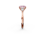 Rose gold Three-Stone Fancy Pink Radiant  Cut Diamond Ring with Pear Side Stones in Four-Prong Setting_111
