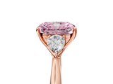 Rose gold Three-Stone Fancy Pink Radiant  Cut Diamond Ring with Pear Side Stones in Four-Prong Setting_114
