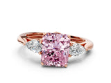 Rose gold Three-Stone Fancy Pink Radiant Cut Diamond Ring with Pear  Side Stones in Four-Prong Setting_12