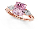 Rose gold Three-Stone Fancy Pink Radiant Cut Diamond Ring with Pear  Side Stones in Four-Prong Setting_13