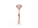 Rose gold Three-Stone Fancy Pink Radiant Cut Diamond Ring with Pear  Side Stones in Four-Prong Setting_14