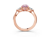 Rose gold Three-Stone Fancy Pink Radiant Cut Diamond Ring with Pear  Side Stones in Four-Prong Setting_15
