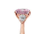 Rose gold Three-Stone Fancy Pink Radiant Cut Diamond Ring with Pear  Side Stones in Four-Prong Setting_17