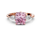 Rose gold Three-Stone Fancy Pink Radiant Cut Diamond Ring with Pear  Side Stones in Four-Prong Setting_48