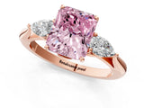 Rose gold Three-Stone Fancy Pink Radiant Cut Diamond Ring with Pear  Side Stones in Four-Prong Setting_49