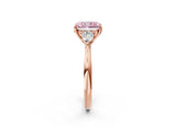 Rose gold Three-Stone Fancy Pink Radiant Cut Diamond Ring with Pear  Side Stones in Four-Prong Setting_50