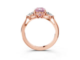 Rose gold Three-Stone Fancy Pink Radiant Cut Diamond Ring with Pear  Side Stones in Four-Prong Setting_51