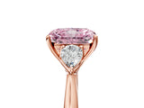 Rose gold Three-Stone Fancy Pink Radiant Cut Diamond Ring with Pear  Side Stones in Four-Prong Setting_53