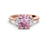 Rose gold Three-Stone Fancy Pink Radiant  Cut Diamond Solitaire with Prong Setting and Classic Band_28