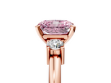 Rose gold Three-Stone Fancy Pink Radiant  Cut Diamond Solitaire with Prong Setting and Classic Band_33