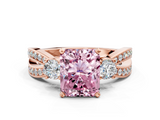 Rose gold Three-Stone Fancy Pink Radiant  Cut Diamond Twist Band with Prong Setting_51
