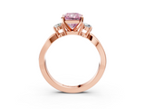 Rose gold Three-Stone Fancy Pink Radiant  Cut Diamond Twist Band with Prong Setting_54
