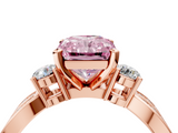 Rose gold Three-Stone Fancy Pink Radiant  Cut Diamond Twist Band with Prong Setting_55