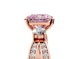 Rose gold Three-Stone Fancy Pink Radiant  Cut Diamond Twist Band with Prong Setting_56