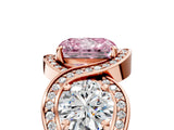 Rose gold Three-Stone Fancy Pink Radiant Cut Diamond Wave Pave Band with Prong Setting_11