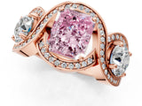 Rose gold Three-Stone Fancy Pink Radiant Cut Diamond Wave Pave Band with Prong Setting_7