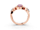 Rose gold Three-Stone Fancy Pink Radiant Cut Diamond Wave Pave Band with Prong Setting_9