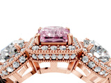 Rose gold Three-Stone Fancy Pink Radiant Cut Halo Diamond Milgrain Band with Four-Prong Setting_16