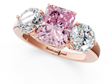Rose gold Three-Stone Fancy Pink Radiant  Cut Solitaire Ring with Prong Setting on a Classic Band_83