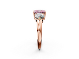 Rose gold Three-Stone Fancy Pink Radiant  Cut Solitaire Ring with Prong Setting on a Classic Band_84