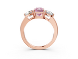Rose gold Three-Stone Fancy Pink Radiant  Cut Solitaire Ring with Prong Setting on a Classic Band_85