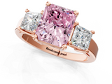 Rose gold Three-Stone Fancy Pink Radiant  Cut Solitaire Ring with Prong Setting_4