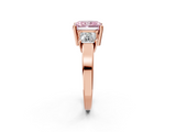 Rose gold Three-Stone Fancy Pink Radiant  Cut Solitaire Ring with Prong Setting_5