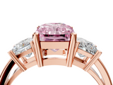 Rose gold Three-Stone Fancy Pink Radiant  Cut Solitaire Ring with Prong Setting_7