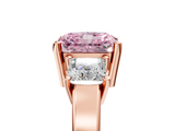 Rose gold Three-Stone Fancy Pink Radiant  Cut Solitaire Ring with Prong Setting_8