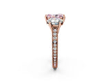 Rose gold Three-Stone Fancy Pink Radiant  Diamond Milgrain Pave Band with Prong Setting 3