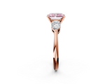 Rose gold Three-Stone Fancy Pink Radiant  Diamond Ring with Pear Side Stones in Four-Prong Setting_61