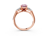Rose gold Three-Stone Fancy Pink Radiant  Diamond Ring with Pear Side Stones in Four-Prong Setting_62