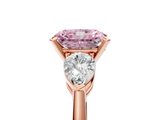 Rose gold Three-Stone Fancy Pink Radiant  Diamond Ring with Pear Side Stones in Four-Prong Setting_64