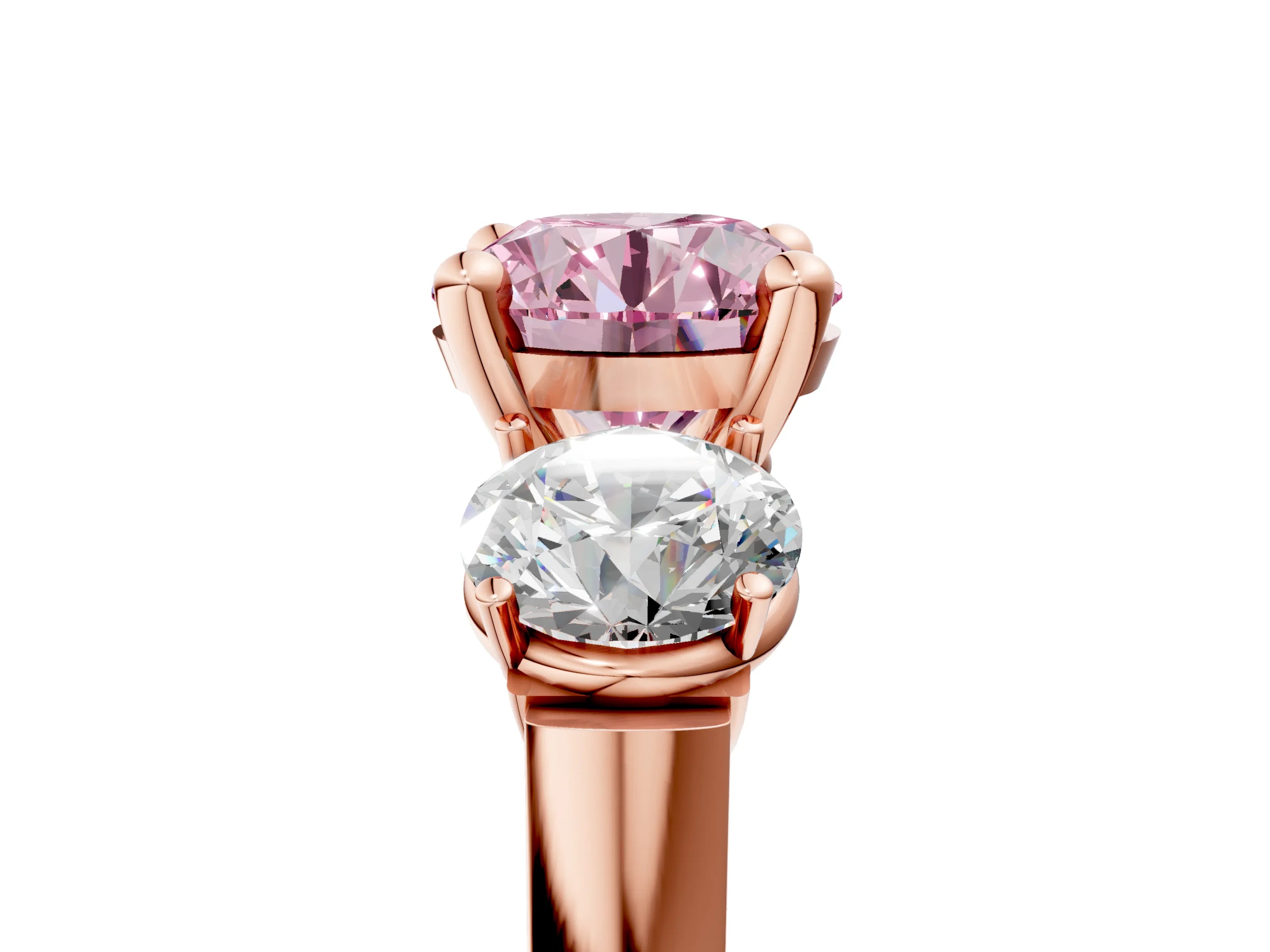 Rose gold Three-Stone Fancy Pink Round Cut Brilliant Diamond Trellis Ring with Comfort Fit Band_17