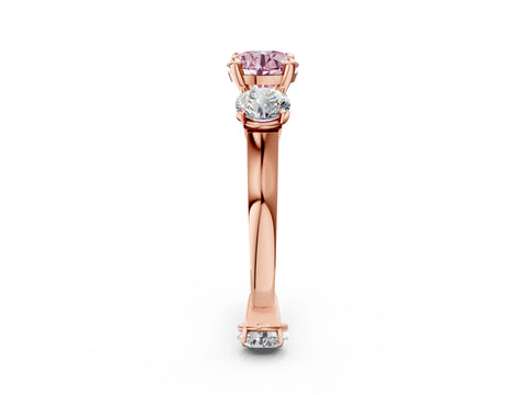 Rose gold Three-Stone Fancy Pink Round Cut Brilliant Diamond Trellis Ring with Comfort Fit Band_2