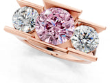 Rose gold Three Stone Fancy Pink Round Cut Cut Channel Set Diamond Ring_1