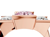 Rose gold Three Stone Fancy Pink Round Cut Cut Channel Set Diamond Ring_4