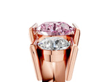 Rose gold Three Stone Fancy Pink Round Cut Cut Channel Set Diamond Ring_5
