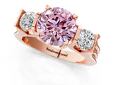 Rose gold Three-Stone Fancy Pink Round Cut Cut Classic Band Prong Setting Ring_1