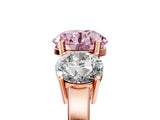 Rose gold Three-Stone Fancy Pink Round Cut Cut Diamond Engagement Ring with Flat Band and Four-Prong Setting_17