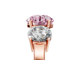Rose gold Three-Stone Fancy Pink Round Cut Cut Diamond Engagement Ring with Flat Band and Four-Prong Setting_5