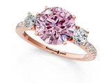 Rose gold Three-Stone Fancy Pink Round Cut Cut Diamond Pavé Band with Prong Setting_16