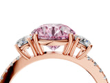Rose gold Three-Stone Fancy Pink Round Cut Cut Diamond Pavé Band with Prong Setting_19